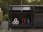 NewAge Outdoor Kitchens Aluminum 6-Piece Cabinet Set with Sink, Bar, Grill Cabinet, Platinum Griddle, Countertop and Stainless Steel Door Fridge-75118-Garage Giant 