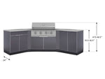 Newage Products Outdoor Kitchen Aluminum 7-Piece Cabinet Set with 2 Door, Bar, Corner, Grill Cabinet, Performance Grill, and Countertops-71000-33-Liquefied Propane (LP)-Garage Giant 