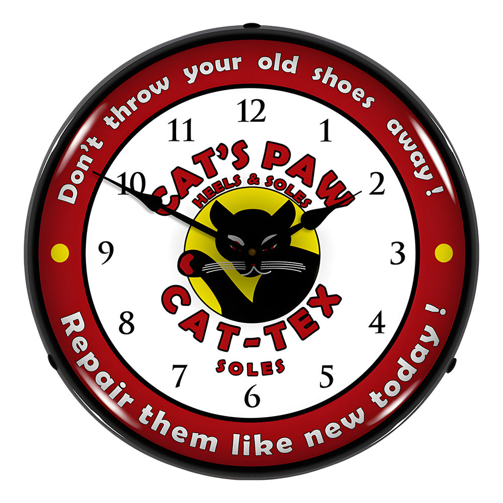 Collectable Sign and Clock Cat-Tex Soles Backlit Wall Clock-710023-Garage Giant