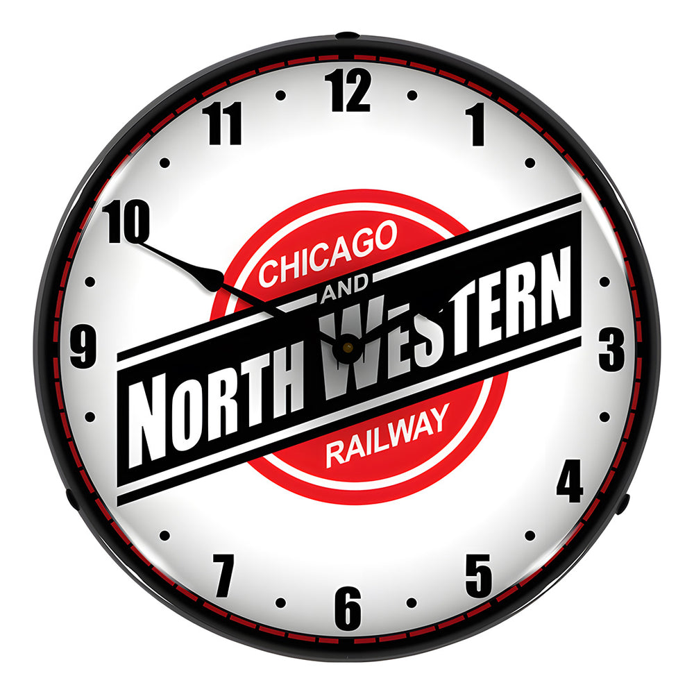Collectable Sign and Clock North Western Railway Backlit Wall Clock