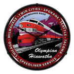 Collectable Sign and Clock Olympian Hiawatha Backlit Wall Clock-710086-Garage Giant 