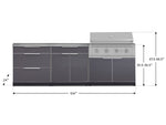 Newage Products Outdoor Kitchen Aluminum 5-Piece Cabinet Set With 3 Drawer, Bar, Grill Cabinet, Performance Grill and Countertops-71036-33-Liquefied Propane (LP)-Garage Giant 