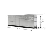 NewAge Outdoor Kitchens Stainless Steel 5-Piece Cabinet Set with with 3-Drawer, Bar, Grill Cabinet, Platinum Griddle and Countertop-74953-Garage Giant 