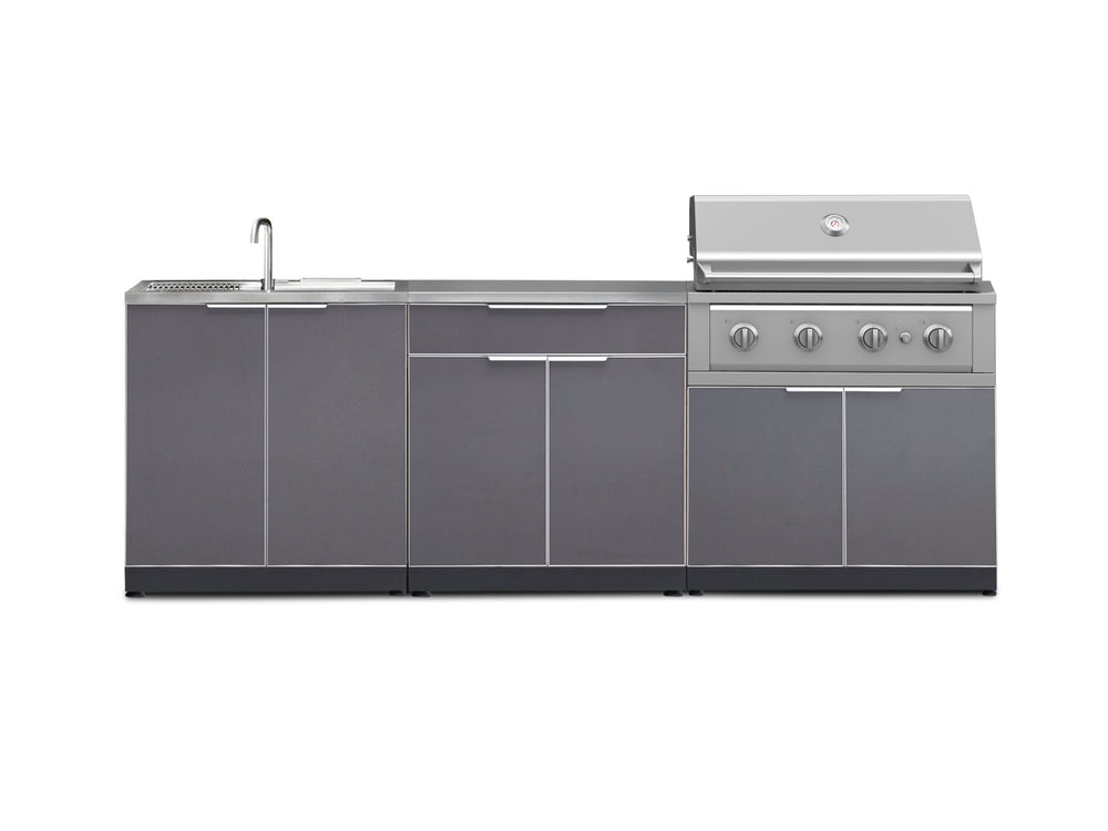 NewAge Outdoor Kitchens Aluminum 5-Piece Cabinet Set with Bar, Grill, Sink Cabinet, Performance Grill, and Countertop-71076-Garage Giant