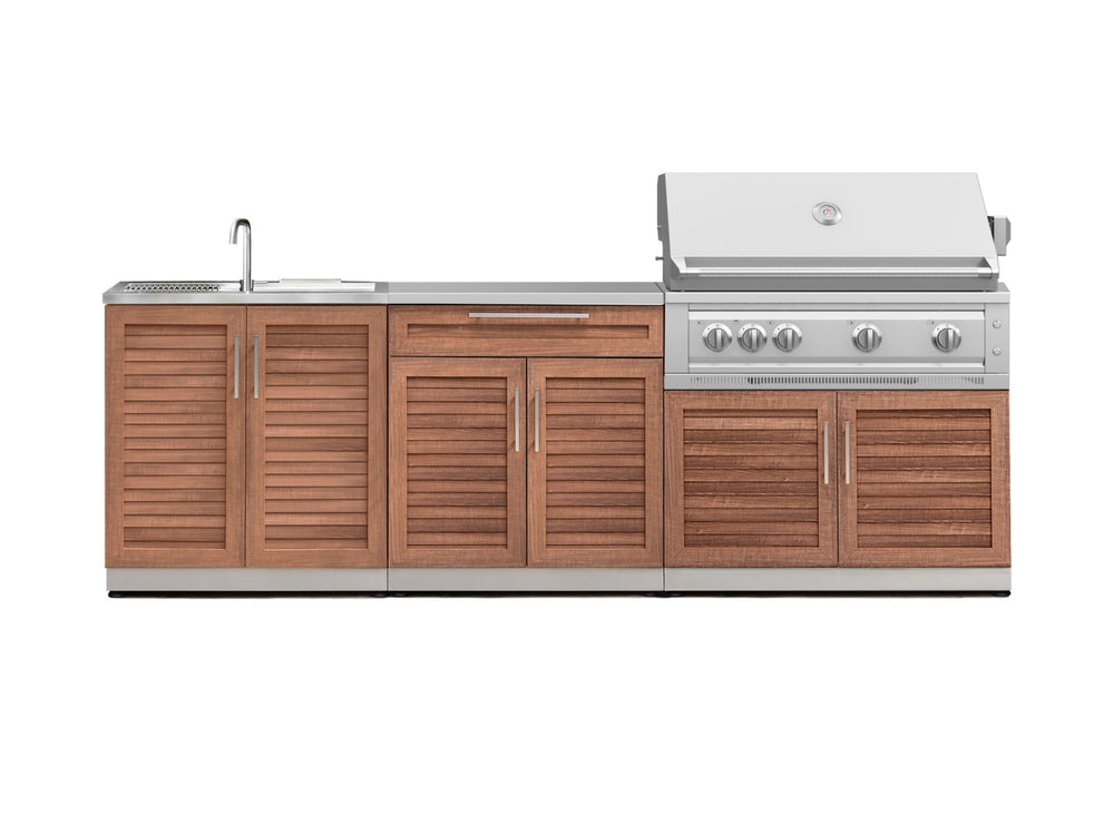 NewAge Outdoor Kitchens Stainless Steel 5-Piece Cabinet Set with Bar, Sink, Grill Cabinet, Platinum Grill, and Countertop-71092-Garage Giant