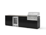 NewAge Outdoor Kitchens Aluminum 7-Piece Cabinet Set with 3-Drawer, Bar, Grill Cabinet, Performance Grill, Countertops and Glass Door Fridge-73650-Garage Giant 