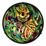 Collectable Sign and Clock Tattoo Skull Backlit Wall Clock-711164-Garage Giant 