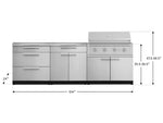 Newage Products Outdoor Kitchen Stainless Steel 5-Piece Cabinet Set with 3 Drawer, Bar, Performance Grill, Grill Cabinet and Countertop-71120-33-Liquefied Propane (LP)-Garage Giant 