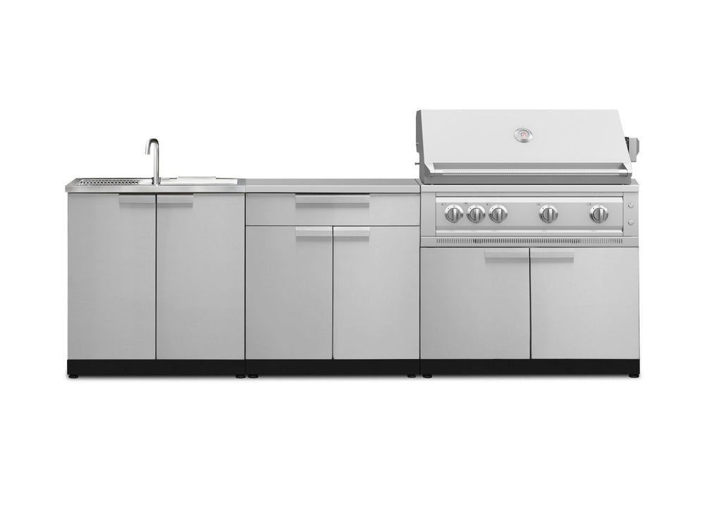 NewAge Outdoor Kitchens Stainless-Steel 5-Piece Cabinet Set with Sink, 2-Door with Drawer, Grill Cabinet, Grill and Countertop - Thumbnail 4