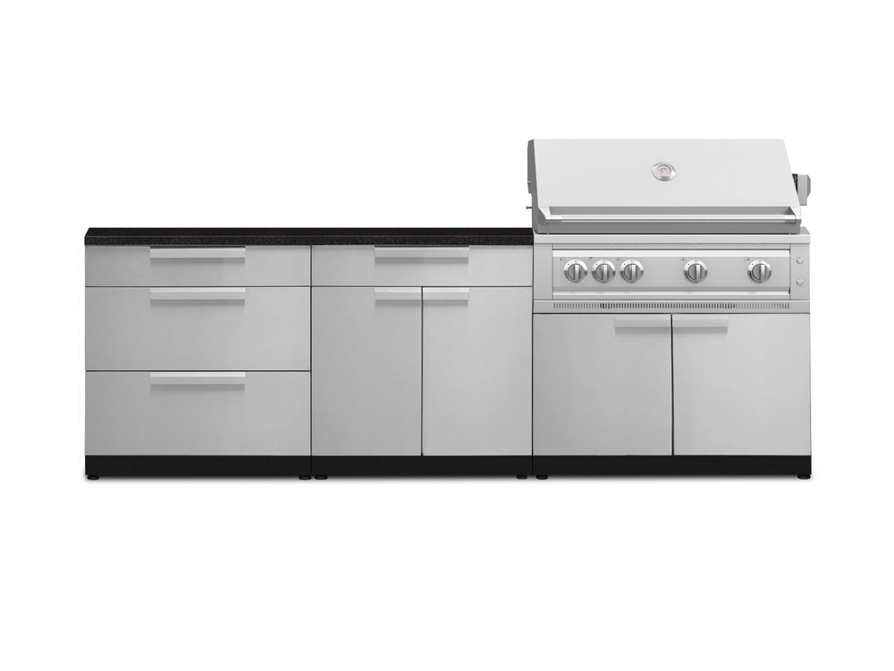 NewAge Outdoor Kitchens Aluminum 4-Piece Cabinet Set with Bar, Grill Cabinet, Platinum Grill, and Countertop - Thumbnail 2