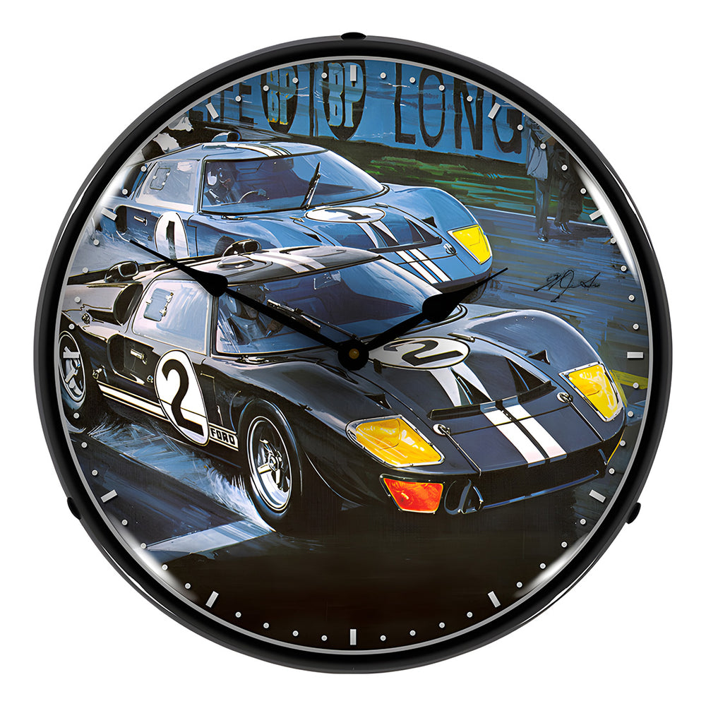 Collectable Sign and Clock Ford GT-40 Backlit Wall Clock-712174-Garage Giant