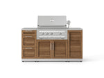 NewAge Outdoor Kitchens Outdoor Grill Island Stainless-Steel Louvered Doors 6-Piece Cabinet Set with 1 Door, 3 Drawer, Grill Cabinet, Platinum Grill and Countertops 