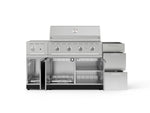 NewAge Outdoor Kitchens Outdoor Grill Island Stainless-Steel 5-Piece Cabinet Set with 3-Drawer, Grill Cabinet, Side Burner and Performance Grill - (Natural Gas) 