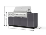 NewAge Outdoor Kitchens Outdoor Grill Island Aluminum 5-Piece Cabinet Set with 1-Door, Grill Cabinet, Dual Side Burner and Platinum Grill - (Natural Gas) 