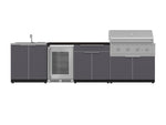 NewAge Outdoor Kitchens Aluminum 6-Piece Cabinet Set with Sink, Bar, Grill Cabinet, Performance Grill, Countertop and Fridge-71987-Garage Giant 
