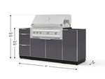NewAge Outdoor Kitchens Outdoor Grill Island Aluminum 5-Piece Cabinet Set with 1 Door, 3 Drawer, Grill Cabinet and Platinum Grill - (Natural Gas) 