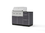 NewAge Outdoor Kitchens Outdoor Grill Island Aluminum 4-Piece Cabinet Set with 3-Drawer, Grill Cabinet, Performance Grill and Countertop - (Liquid Propane) | Garage Giant 