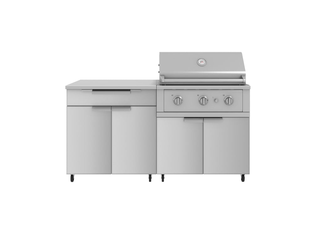 NewAge Outdoor Kitchens Stainless Steel 4-Piece Cabinet Set with Caster and Bar, Grill Cabinet, Platinum Grill, and Countertop-72417-Garage Giant