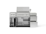 NewAge Outdoor Kitchens Outdoor Grill Island Stainless-Steel 6-Piece Cabinet Set with 3-Drawer, Grill Cabinet, Platinum Grill, Dual Side Burner and Dekton in Aeris Countertop - (Natural Gas) 
