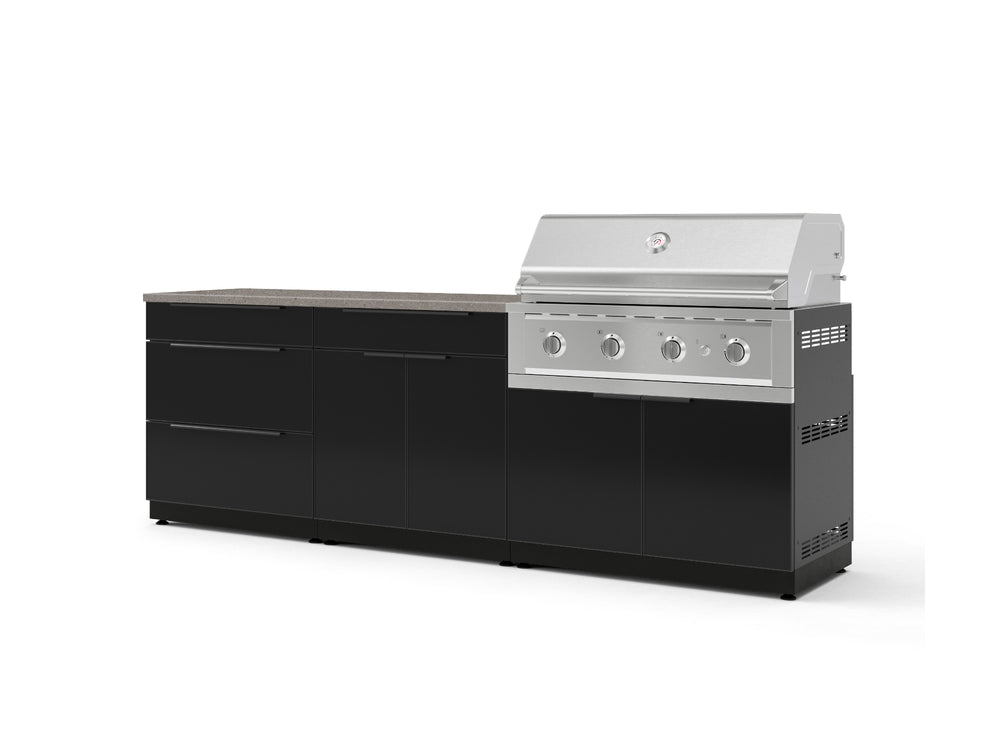 NewAge Outdoor Kitchens Aluminum 5-Piece Cabinet Set With 3 Drawer, Bar, Grill Cabinet, Performance Grill and Countertop-73338-Garage Giant