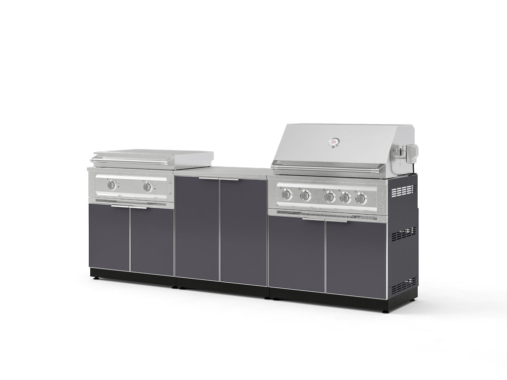 NewAge Outdoor Kitchens Aluminum 6-Piece Cabinet Set with Base, Grill Cabinet, Platinum Griddle and Countertop-74970-Garage Giant