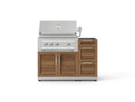 NewAge Outdoor Kitchens Outdoor Grill Island Stainless-Steel Louvered Doors 3-Piece Cabinet Set with 3-Drawer, Grill Cabinet and Platinum Grill - (Natural Gas) 