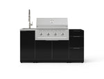 NewAge Outdoor Kitchens Outdoor Grill Island Aluminum 5-Piece Cabinet Set with Sink, 3 Drawer, Grill Cabinet, Performance Grill and Stainless Steel Countertop - (Natural Gas) 