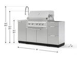 NewAge Outdoor Kitchens Outdoor Grill Island Stainless-Steel 5-Piece Cabinet Set with Sink, 3 Drawer, Grill Cabinet, Platinum Grill and Stainless Steel Countertop - (Liquid Propane) 