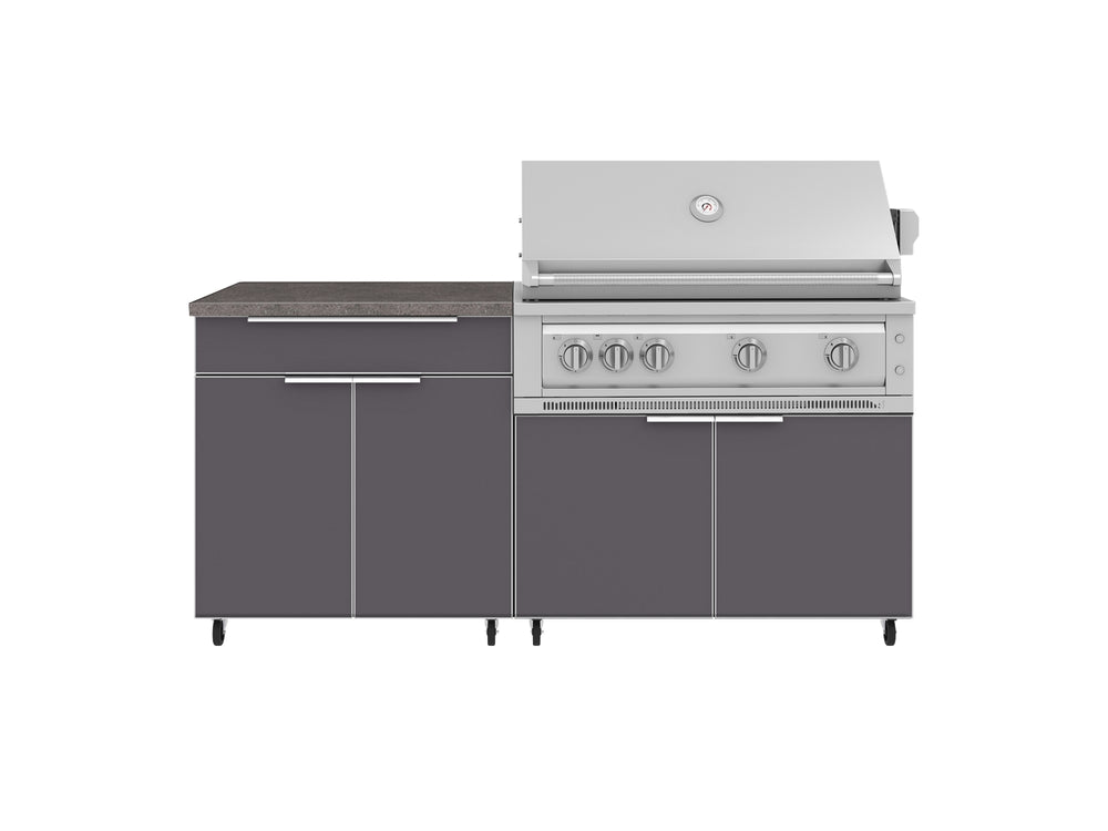 NewAge Outdoor Kitchens Aluminum 4-Piece Cabinet Set with Bar, Grill Cabinet, Platinum Grill, and Countertop - Thumbnail 3
