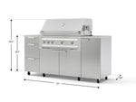 NewAge Outdoor Kitchens Outdoor Grill Island Stainless-Steel 6-Piece Cabinet Set with Casters 1 Door, 3 Drawer, Grill Cabinet, Platinum Grill, Countertops-74919-Garage Giant 