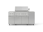 NewAge Outdoor Kitchens Outdoor Grill Island Stainless-Steel 6-Piece Cabinet Set with Casters and 1-Door, Grill Cabinet, Platinum Grill, Dual Side Burner, Countertop-74864-Garage Giant 