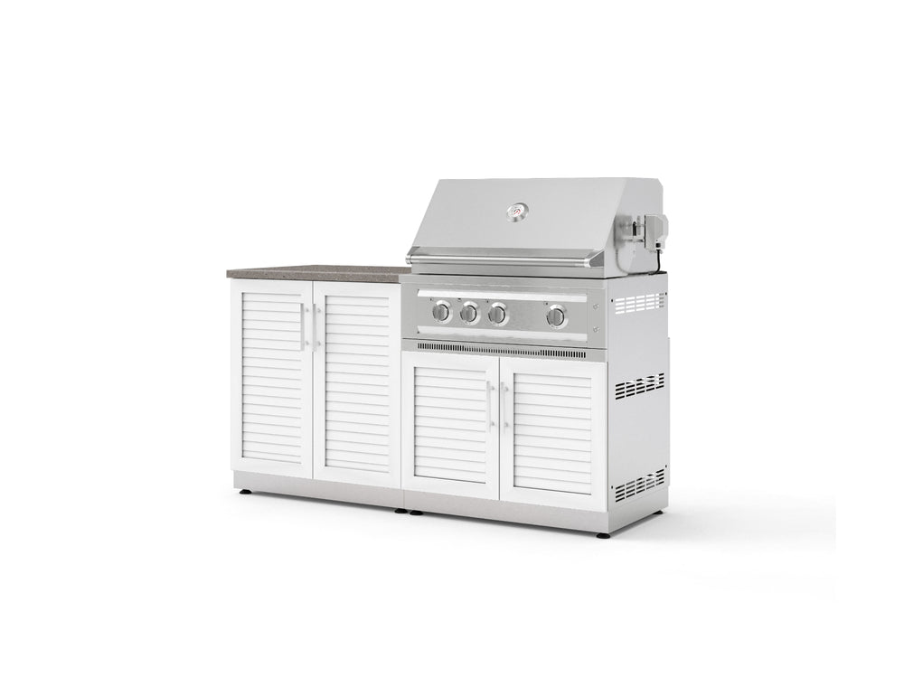 NewAge Outdoor Kitchens Stainless-Steel 4-Piece Cabinet Set with Base, Grill Cabinet, Platinum Grill, and Countertop-73560-Garage Giant