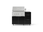 NewAge Outdoor Kitchens Outdoor Grill Island Aluminum 4-Piece Cabinet Set with Casters and 3-Drawer, Grill Cabinet, Platinum Grill and Dekton in Sirius Countertop - (Liquid Propane) 