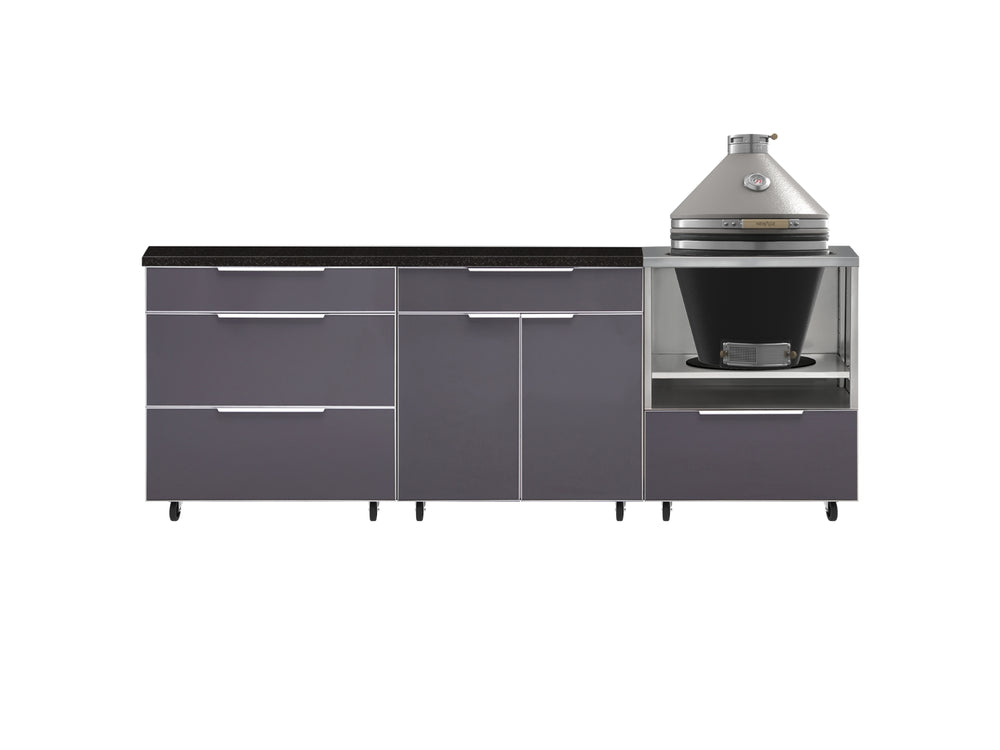 NewAge Outdoor Kitchens Aluminum 5-Piece Cabinet Set With Casters and 3 Drawer, Bar, Kamado Cabinet, Kamado, Countertop