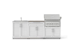 NewAge Outdoor Kitchens Stainless-Steel 5-Piece Cabinet Set with Bar, Sink, Grill Cabinet, Platinum Grill, and Countertop-73438-Garage Giant 