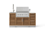 NewAge Outdoor Kitchens Outdoor Grill Island Stainless-Steel Louvered 5-Piece Cabinet Set with Sink, 3 Drawer, Grill Cabinet, Platinum Grill and Stainless Steel Countertop - (Liquid Propane) 