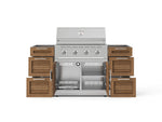 NewAge Outdoor Kitchens Outdoor Grill Island Stainless-Steel Louvered Doors 5-Piece Cabinet Set with 3 Drawers, Grill Cabinet and Performance Grill - (Liquid Propane) 