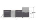 NewAge Outdoor Kitchens Aluminum 7-Piece Cabinet Set with 3-Drawer, Bar, Grill Cabinet, Performance Grill, Countertops and Fridge-71901-Garage Giant 
