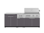 NewAge Outdoor Kitchens Aluminum 6-Piece Cabinet Set with Platinum Grill, Dual Side Burner, Bar and Grill Cabinet and Stainless Steel Countertop.-71544-Garage Giant 