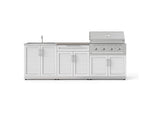 NewAge Outdoor Kitchens Stainless-Steel 5-Piece Cabinet Set with Bar, Sink, Grill Cabinet, Performance Grill, and Countertop-73433-Garage Giant 