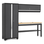 NewAge Garage Cabinets BOLD Series Grey All In One 4-Piece Set with Bamboo Top-73501-Garage Giant 