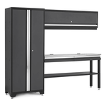 NewAge Garage Cabinets BOLD Series Grey All In One 4-Piece Set with Stainless Steel Top-73505-Garage Giant 
