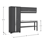NewAge Garage Cabinets BOLD Series Grey All In One 4-Piece Set with Stainless Steel Top-73505-Garage Giant 