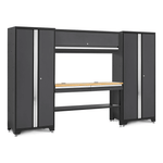 NewAge Garage Cabinets BOLD Series Grey All In One 5-Piece Set with Bamboo Top-73509-Garage Giant 