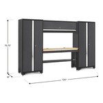 NewAge Garage Cabinets BOLD Series Grey All In One 5-Piece Set with Bamboo Top-73509-Garage Giant 