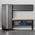 NewAge Garage Cabinets BOLD Series Grey All In One 5-Piece Set with Bamboo Top-73509-Garage Giant 