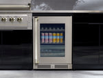 NewAge Outdoor Kitchens Aluminum 7-Piece Cabinet Set with 3-Drawer, Bar, Grill Cabinet, Performance Grill, Countertops and Glass Door Fridge-73579-Garage Giant 