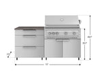 NewAge Outdoor Kitchens Stainless Steel 4-Piece Cabinet set with Casters and 3 Drawer, Grill Cabinet, Platinum Grill, Countertop-72182-Garage Giant 