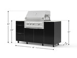 NewAge Outdoor Kitchens Outdoor Grill Island Aluminum 6-Piece Cabinet Set with Casters 1 Door, 3 Drawer, Grill Cabinet, Platinum Grill and Dekton in Aeris Countertops - (Liquid Propane) 