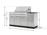 NewAge Outdoor Kitchens Outdoor Grill Island Stainless-Steel 6-Piece Cabinet Set with 3-Drawer, Grill Cabinet, Platinum Grill, Dual Side Burner and Dekton in Sirius Countertop - (Liquid Propane) 